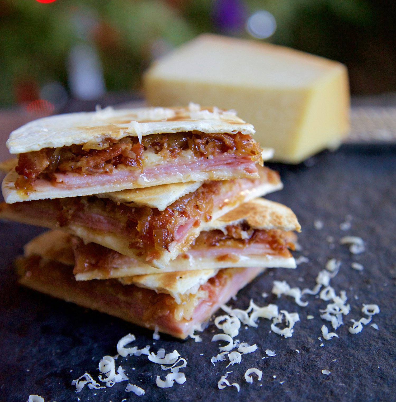 UrbanCookery Prosciutto, Gruyere & Bacon Jam Quesadillas